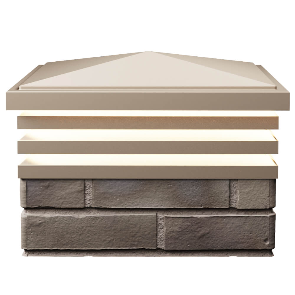 Колпак Zking Бона ХайТек Бежевый на столб 1.5х1.5 кирпича (385х385мм) с подсветкой в Великих Луках фото