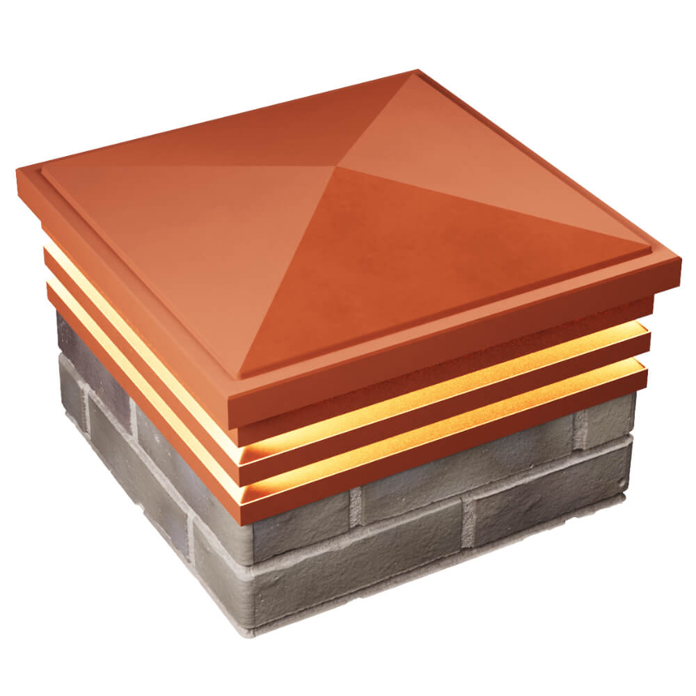 Колпак Zking Бона ХайТек Красный на столб 1.5х1.5 кирпича (385х385мм) с подсветкой в Великих Луках фото