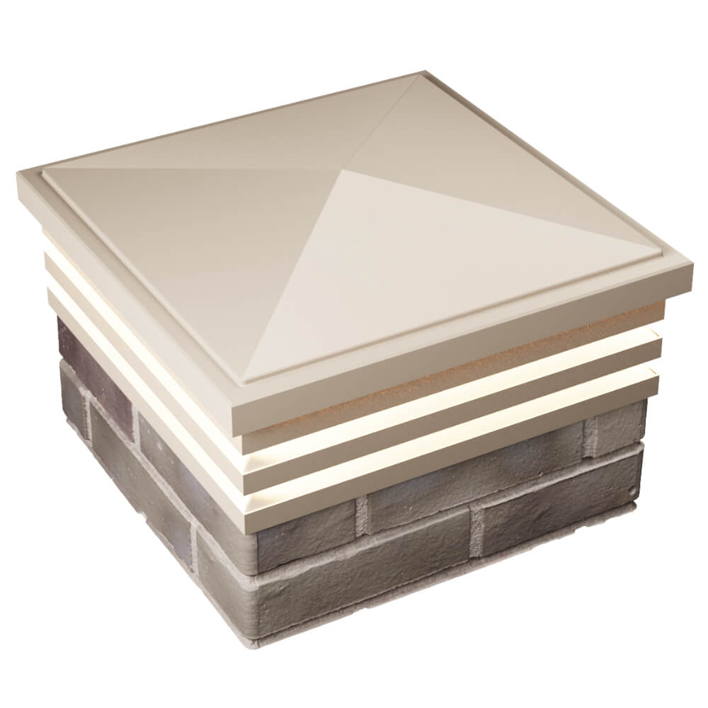 Колпак Zking Бона ХайТек Бежевый на столб 1.5х1.5 кирпича (385х385мм) с подсветкой в Великих Луках фото