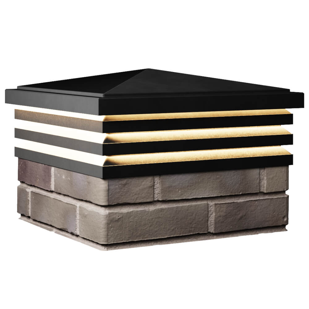 Колпак Zking Бона ХайТек Черный на столб 1.5х1.5 кирпича (385х385мм) с подсветкой в Великих Луках фото