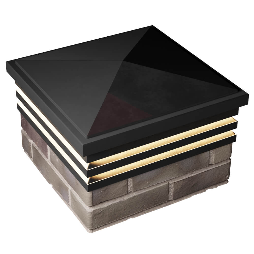 Колпак Zking Бона ХайТек Черный на столб 1.5х1.5 кирпича (385х385мм) с подсветкой в Великих Луках фото