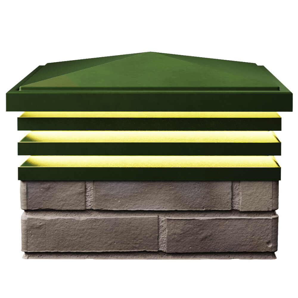 Колпак Zking Бона ХайТек Зеленый на столб 1.5х1.5 кирпича (385х385мм) с подсветкой в Великих Луках фото