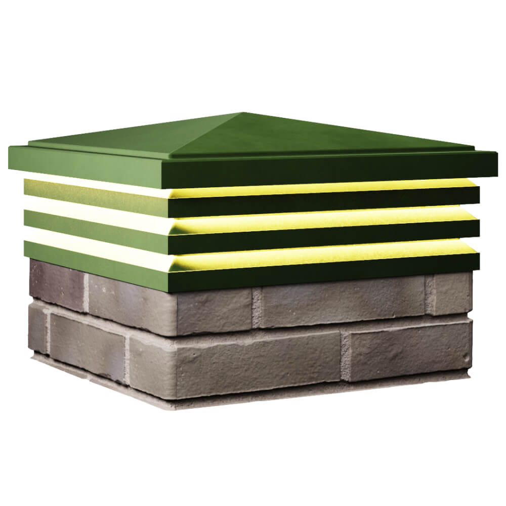 Колпак Zking Бона ХайТек Зеленый на столб 1.5х1.5 кирпича (385х385мм) с подсветкой в Великих Луках фото