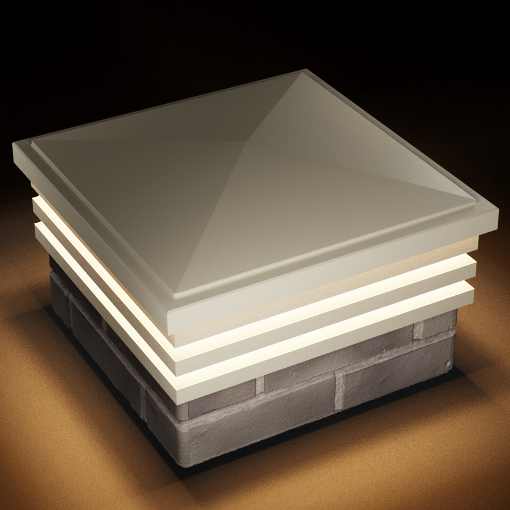 Колпак Zking Бона ХайТек Бежевый на столб 1.5х1.5 кирпича (385х385мм) с подсветкой в Великих Луках фото