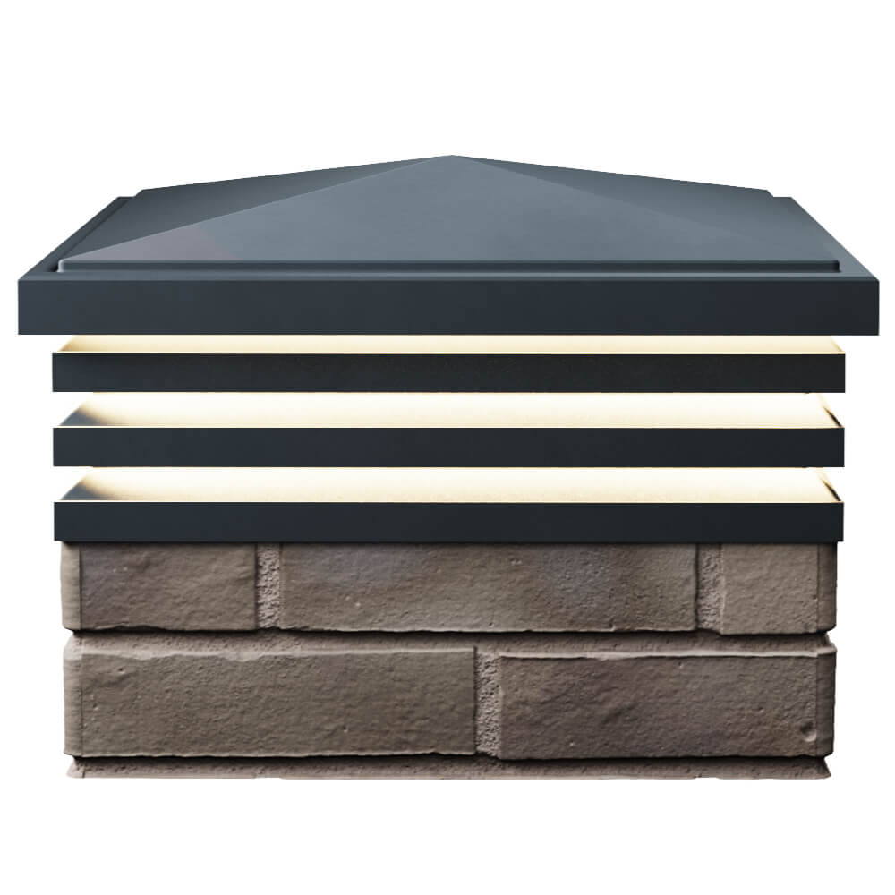 Колпак Zking Бона ХайТек Серый на столб 1.5х1.5 кирпича (385х385мм) с подсветкой в Великих Луках фото