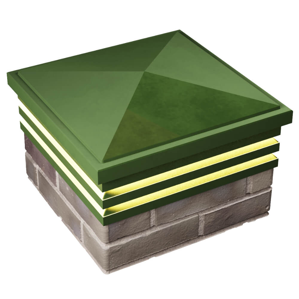 Колпак Zking Бона ХайТек Зеленый на столб 1.5х1.5 кирпича (385х385мм) с подсветкой в Великих Луках фото