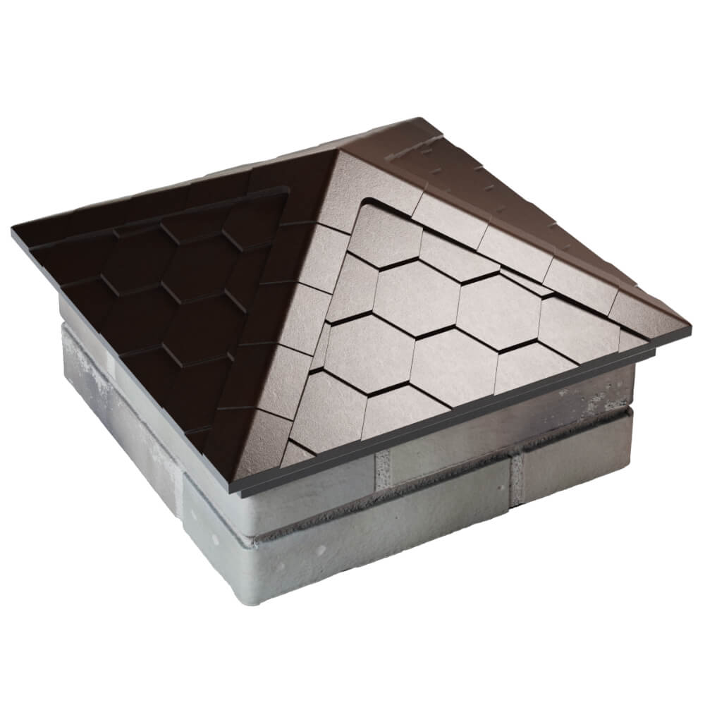 Колпак Zking Эверест Коричневый на столб 1.5х1.5 кирпича (390х390мм) в Великих Луках фото