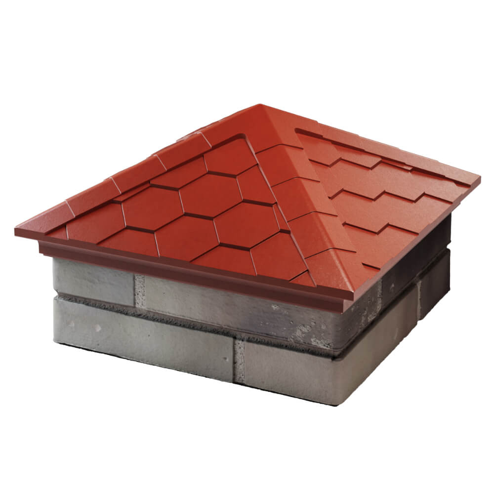 Колпак Zking Эверест Красный на столб 1.5х1.5 кирпича (390х390мм) в Великих Луках фото