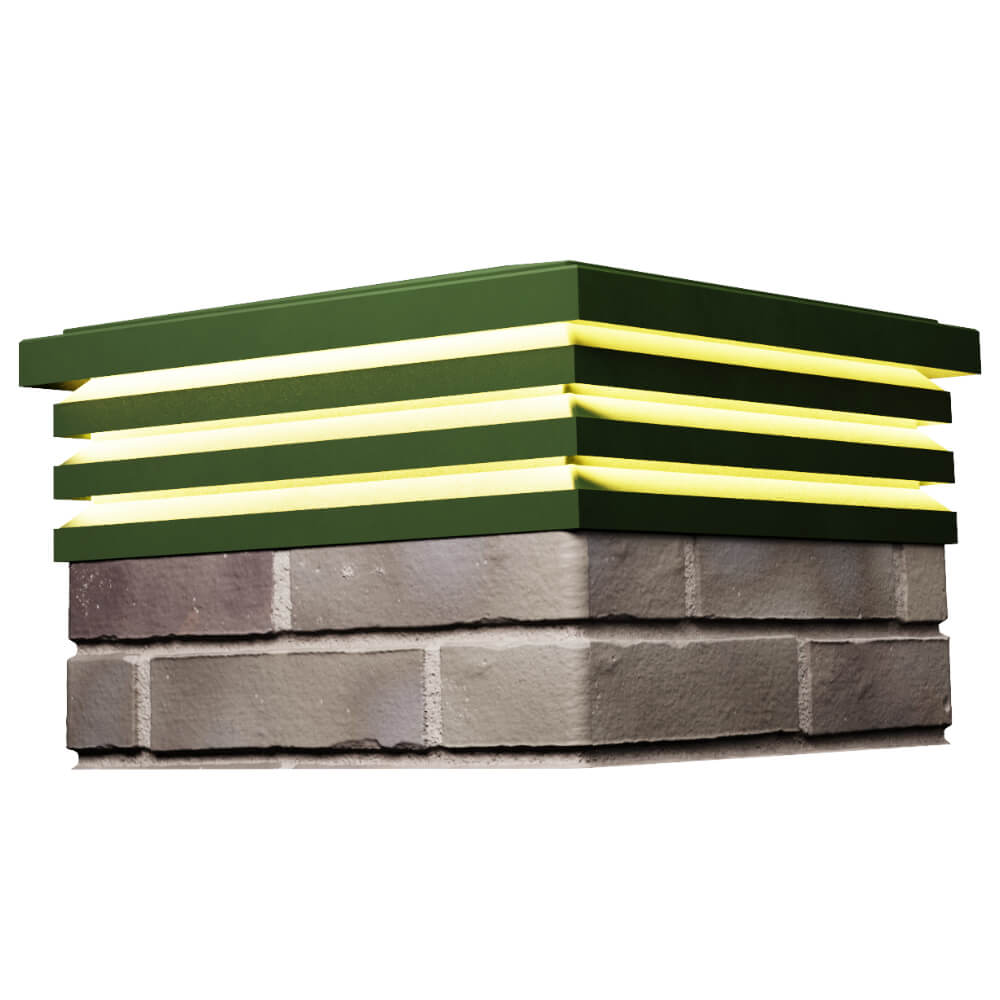 Колпак Zking Бона ХайТек Зеленый на столб 1.5х1.5 кирпича (385х385мм) с подсветкой в Великих Луках фото