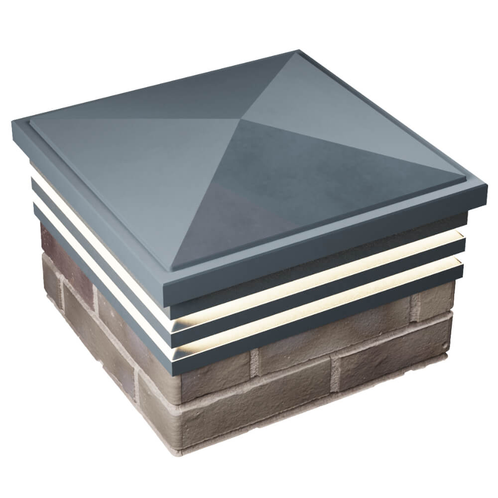 Колпак Zking Бона ХайТек Серый на столб 1.5х1.5 кирпича (385х385мм) с подсветкой в Великих Луках фото