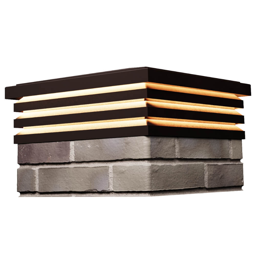 Колпак Zking Бона ХайТек Коричневый на столб 1.5х1.5 кирпича (385х385мм) с подсветкой в Великих Луках фото