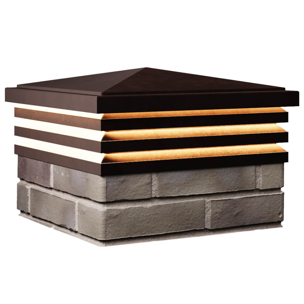 Колпак Zking Бона ХайТек Коричневый на столб 1.5х1.5 кирпича (385х385мм) с подсветкой в Великих Луках фото