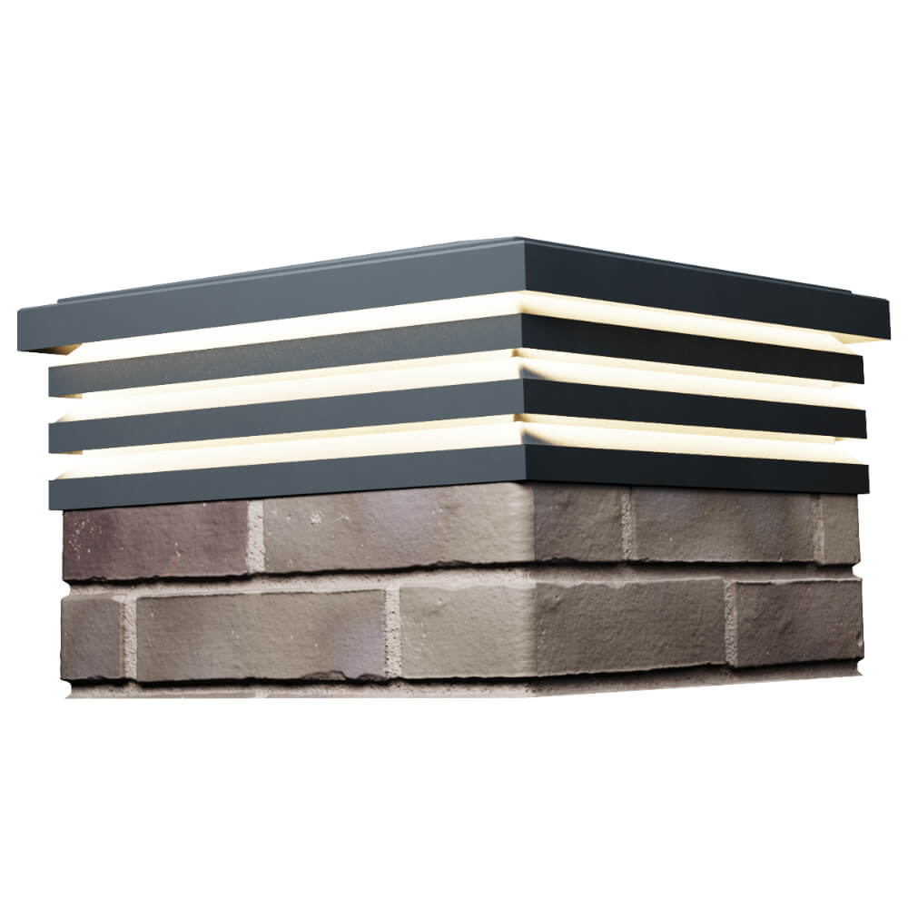 Колпак Zking Бона ХайТек Серый на столб 1.5х1.5 кирпича (385х385мм) с подсветкой в Великих Луках фото