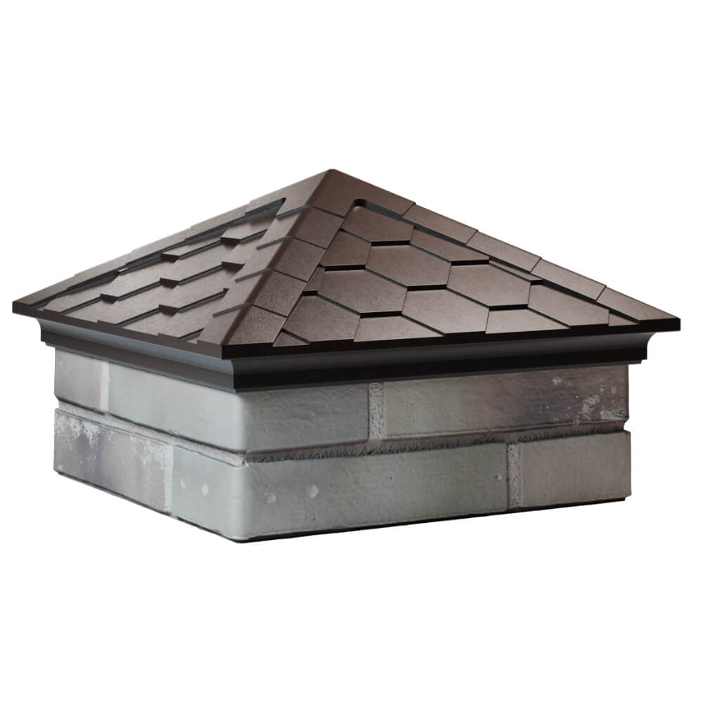 Колпак Zking Эверест Коричневый на столб 1.5х1.5 кирпича (390х390мм) в Великих Луках фото