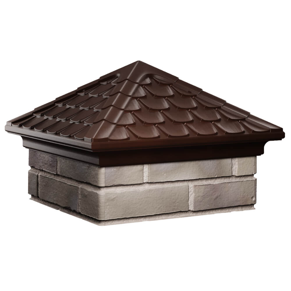 Колпак Zking Эльбрус Коричневый на столб 1.5х1.5 кирпича (385х385мм) в Великих Луках фото