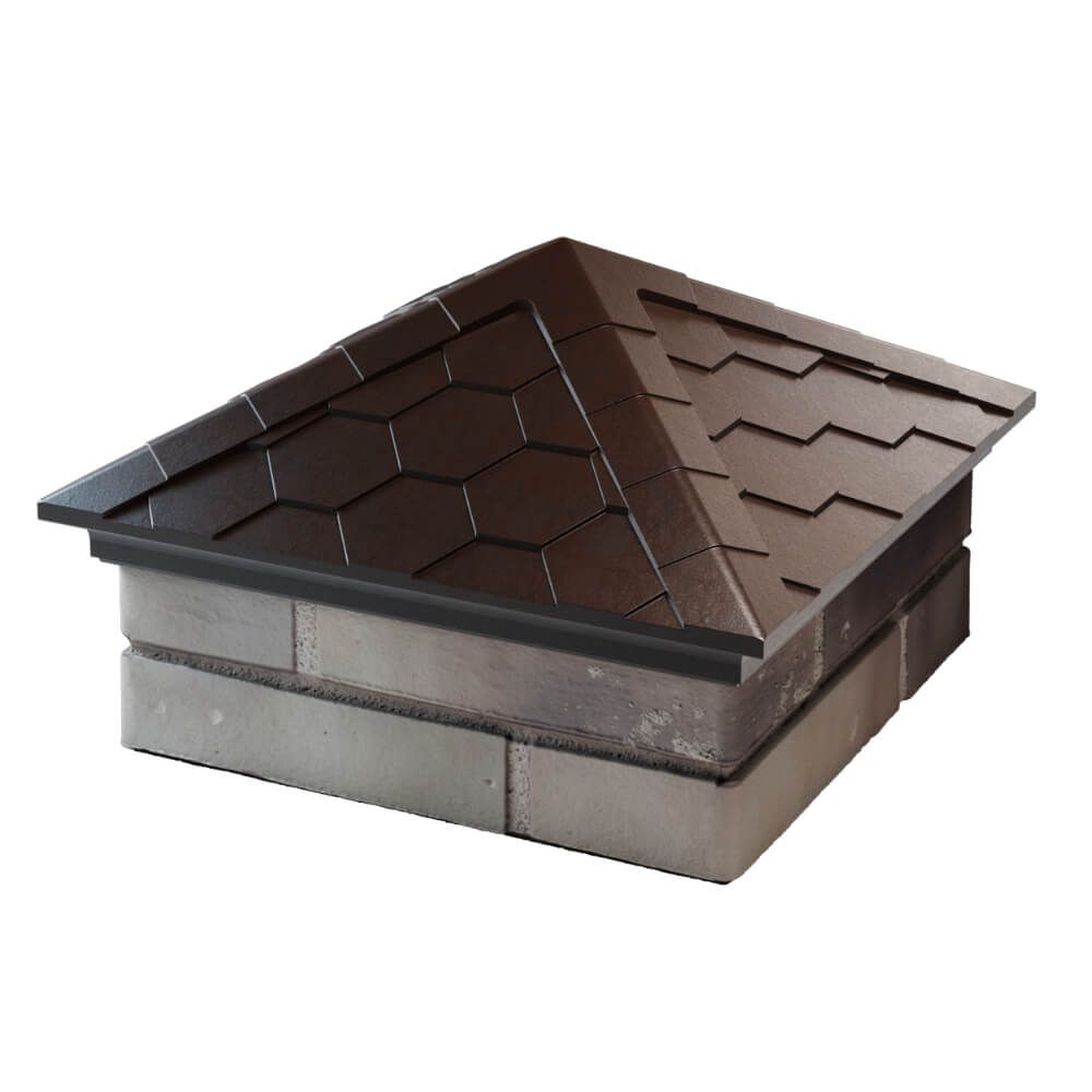 Колпак Zking Эверест Коричневый на столб 1.5х1.5 кирпича (390х390мм) в Великих Луках фото