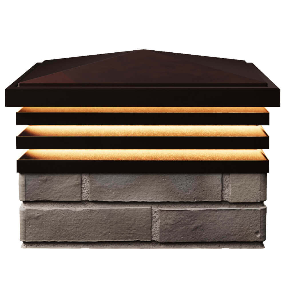 Колпак Zking Бона ХайТек Коричневый на столб 1.5х1.5 кирпича (385х385мм) с подсветкой в Великих Луках фото